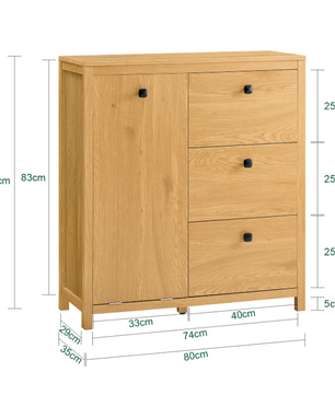 Badkamerkast met Uitklapbare Wasmand en 3 Lades – Opbergmeubel