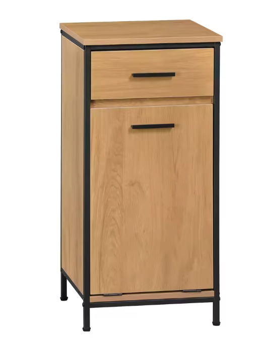 Smalle Badkamerkast met 2 Lades en Uitklapbare Waszak – Toilet Opbergkast