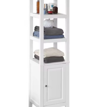 Hoge Badkamerkast met Deur en 3 Open Vakken – Smalle Opbergkast