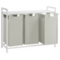 Wasmand met 3 Compartimenten en Opbergplank – Wasgoed Sorteerder met Frame