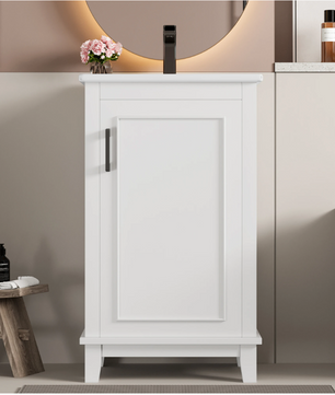 Vrijstaande Badkamerkast met Keramische Wastafel en Verstelbare Plank