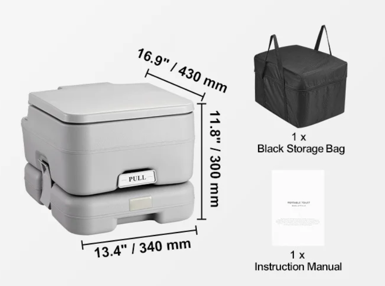Draagbaar Campingtoilet met Drukspoeling – Lekvrij Reistoilet