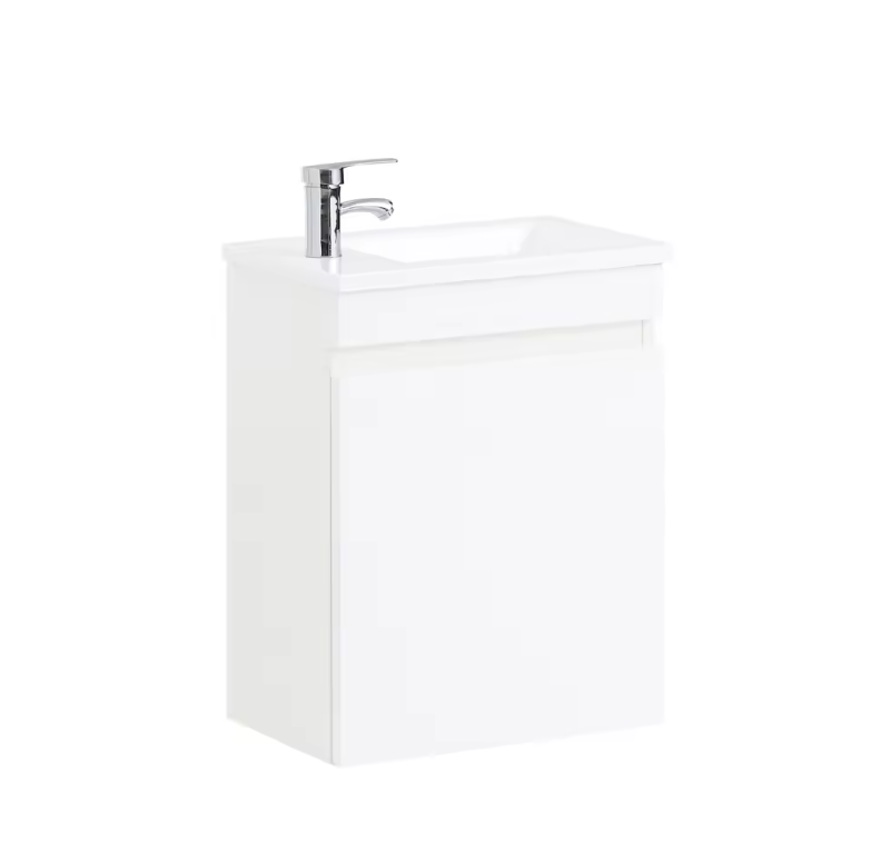 Hangend Badkamermeubel met Wastafel en 1-Deurs Opbergkast