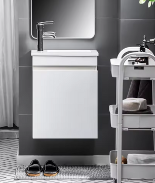 Hangend Badkamermeubel met Wastafel en 1-Deurs Opbergkast