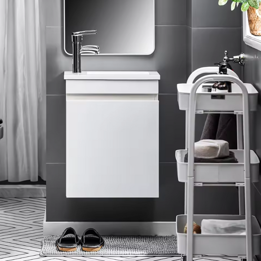 Hangend Badkamermeubel met Wastafel en 1-Deurs Opbergkast