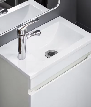 Hangend Badkamermeubel met Wastafel en 1-Deurs Opbergkast