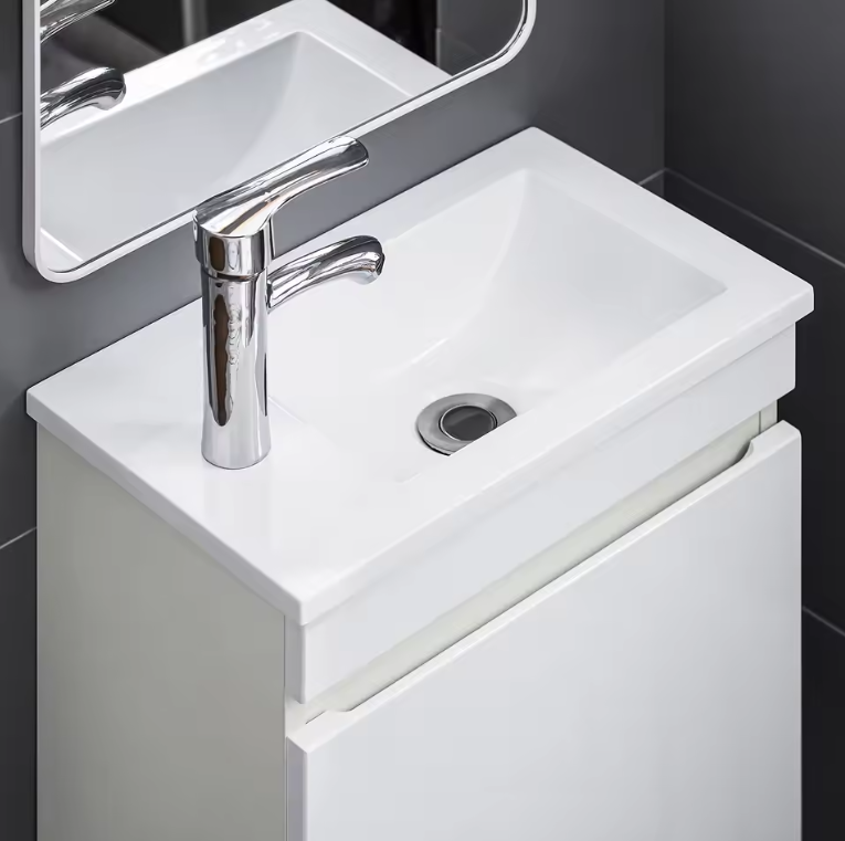 Hangend Badkamermeubel met Wastafel en 1-Deurs Opbergkast