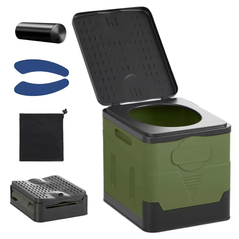 Opvouwbaar Campingtoilet met Deksel – Draagbaar Noodtoilet voor Reizen