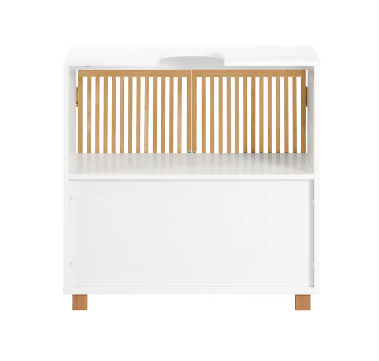 Wastafel Onderkast Badkamer met Bamboe Deuren – 60×60×33 cm