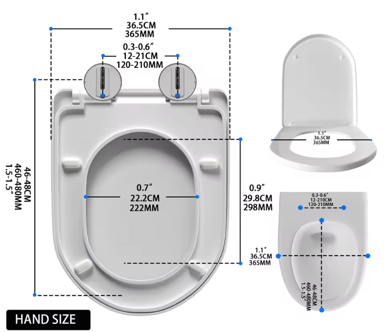 D-Vorm Toiletbril met Soft Close en Quick Release – Hygiënisch