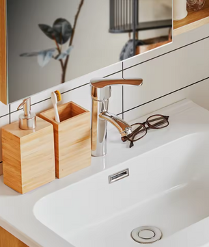 Wastafel Onderkast Badkamer met 2 Lades en Keramische Wastafel – 61×54×46 cm