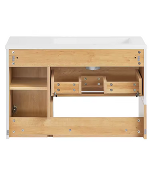 Wastafel Onderkast Badkamer met Lade, Deur en Keramische Wastafel – 80×54×46 cm