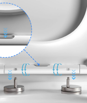 Ovale toiletbril met softclose-mechanisme, quick release en verstelbare scharnieren