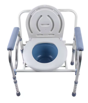 Opvouwbare en in hoogte verstelbare toiletstoel met armleuningen en emmer