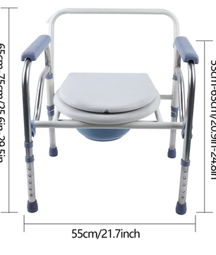 Opvouwbare en in hoogte verstelbare toiletstoel met armleuningen en emmer