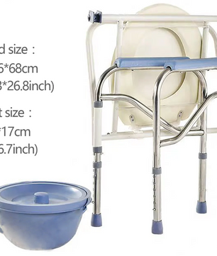Opvouwbare en in hoogte verstelbare toiletstoel met armleuningen en emmer