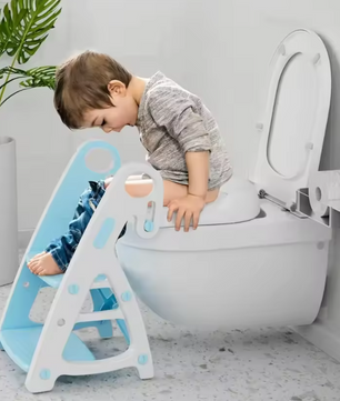 2-in-1 kindertoilettrainer met trap en comfortabele PU-vulling