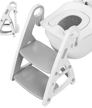2-in-1 kindertoilettrainer met trap en comfortabele PU-vulling