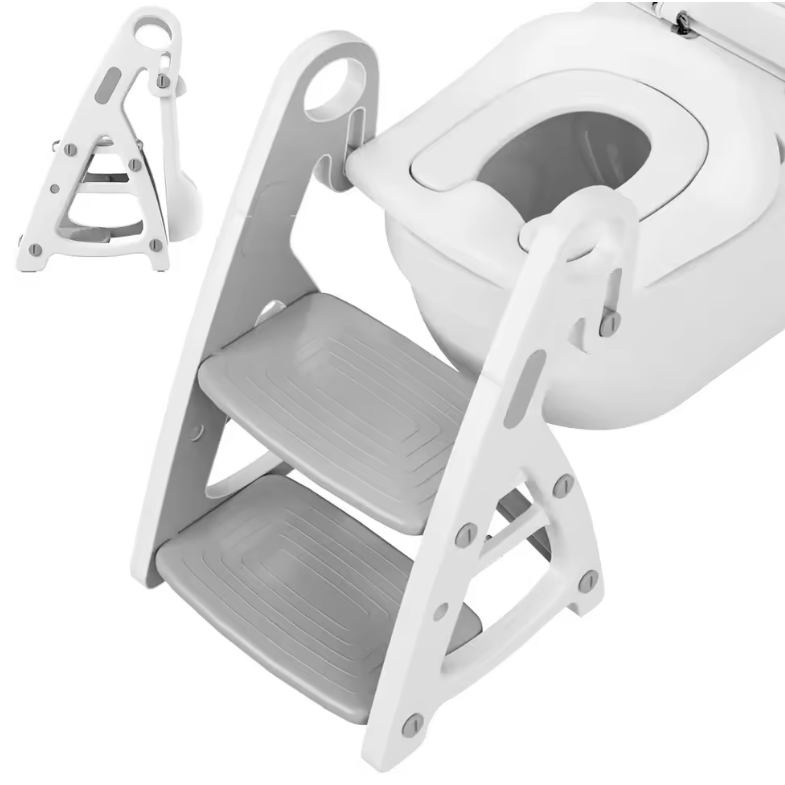 2-in-1 kindertoilettrainer met trap en comfortabele PU-vulling