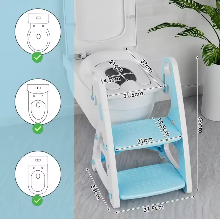 2-in-1 kindertoilettrainer met trap en comfortabele PU-vulling