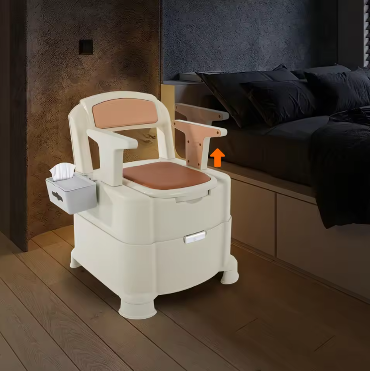 Draagbaar toilet met sensornachtlampje, armleuningen en hoge draagkracht