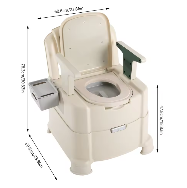 Draagbaar toilet met sensornachtlampje, armleuningen en hoge draagkracht