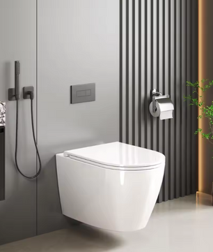 Randloos wandgemonteerd toilet met soft-close toiletdeksel en efficiënte spoeling