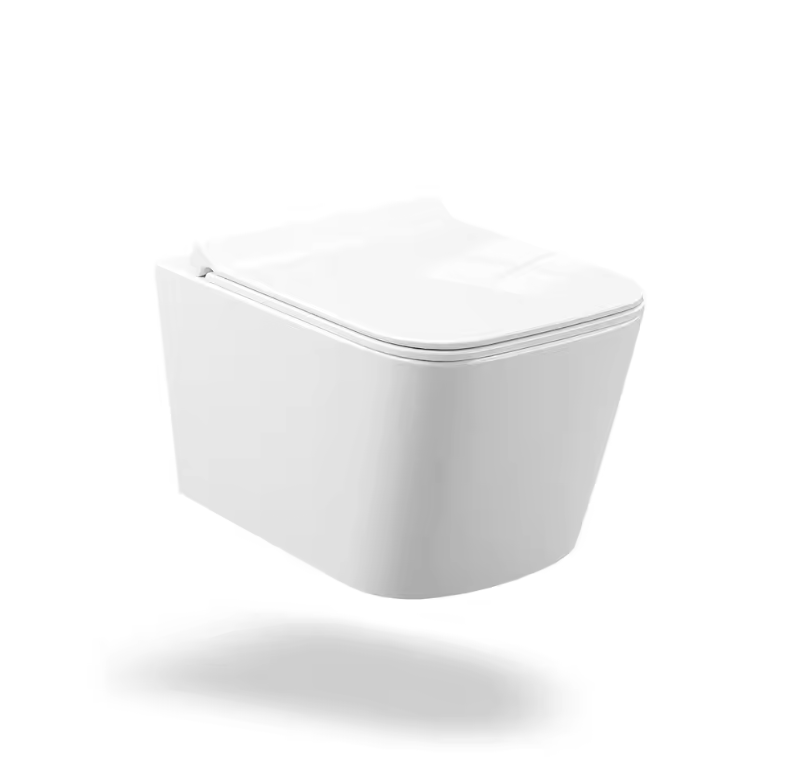Randloos wandgemonteerd toilet met soft-close toiletdeksel en efficiënte spoeling