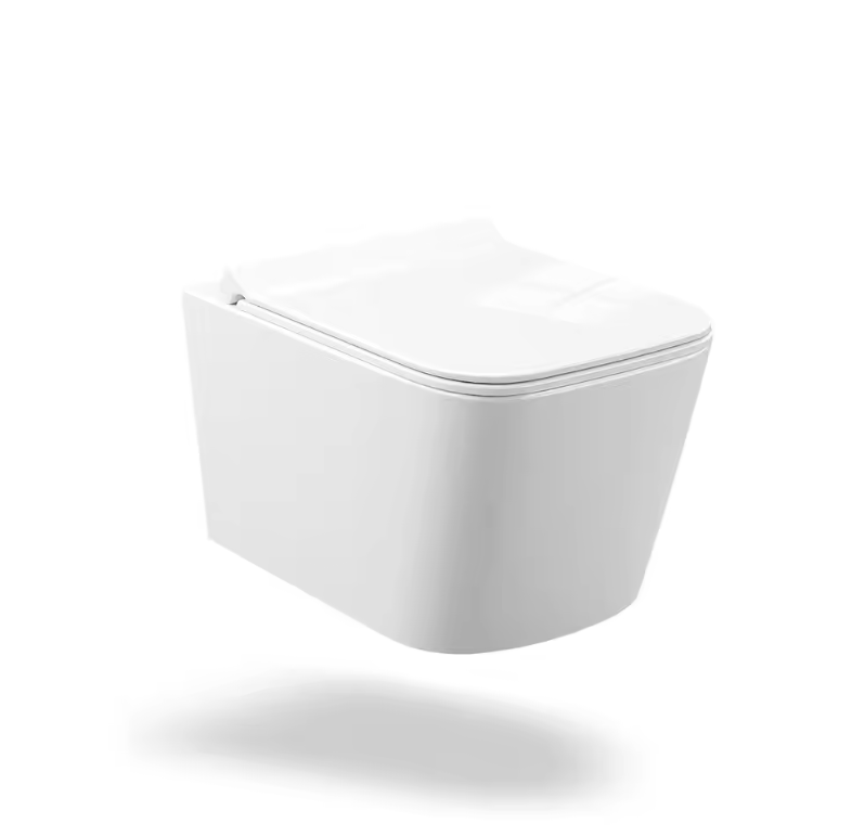 Randloos wandgemonteerd toilet met soft-close toiletdeksel en efficiënte spoeling