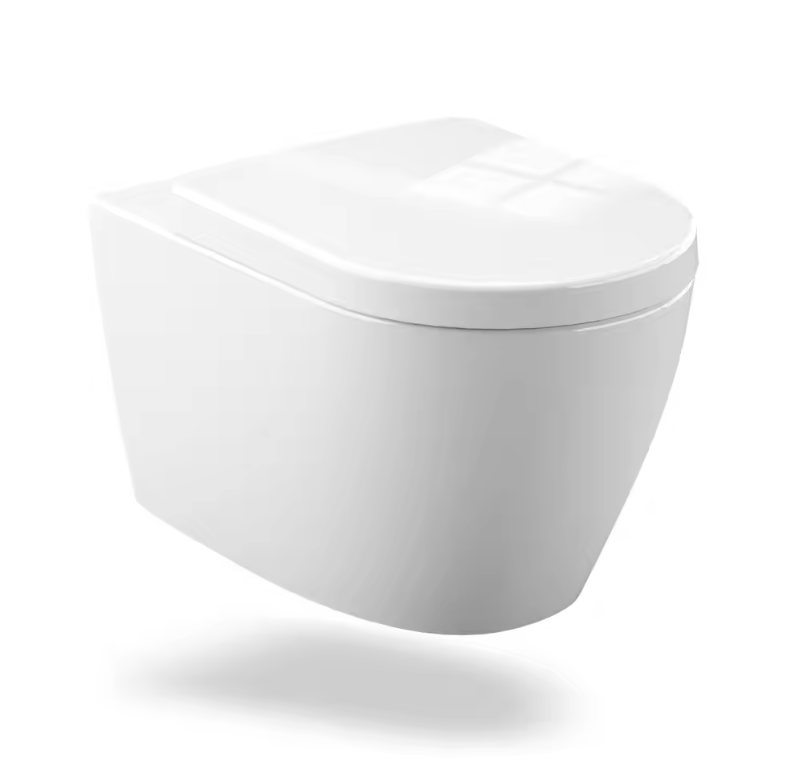 Randloos wandgemonteerd toilet met soft-close toiletdeksel en efficiënte spoeling