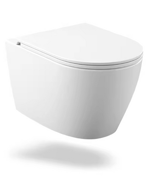 Randloos wandgemonteerd toilet met soft-close toiletdeksel en efficiënte spoeling