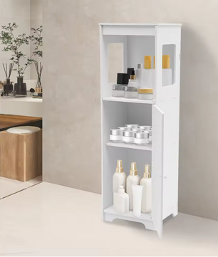 Badkamer Opbergkast met Deur en Legplanken – Staande Kast van PVC