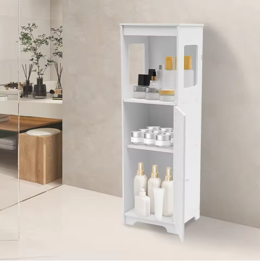 Badkamer Opbergkast met Deur en Legplanken – Staande Kast van PVC