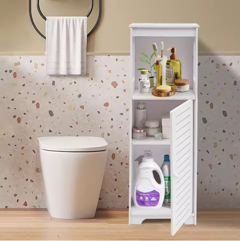 Badkamer Opbergkast met Deur en Legplanken – Staande Kast van PVC