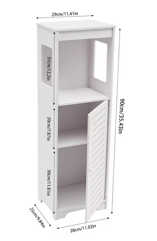 Badkamer Opbergkast met Deur en Legplanken – Staande Kast van PVC