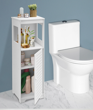 Badkamer Opbergkast met Deur en Legplanken – Staande Kast van PVC