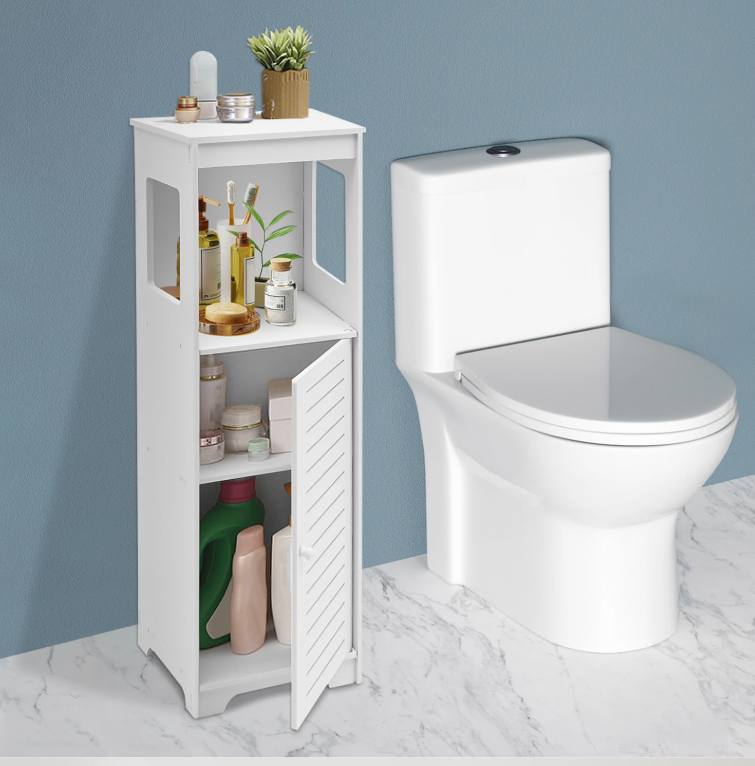 Badkamer Opbergkast met Deur en Legplanken – Staande Kast van PVC