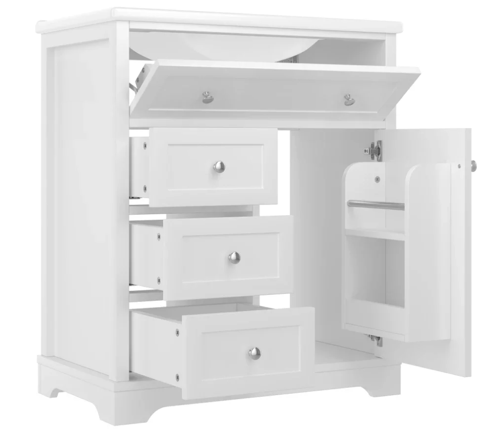 Badkamermeubel met Wastafel en Lades – Staande Badkamerkast 76×46×87 cm