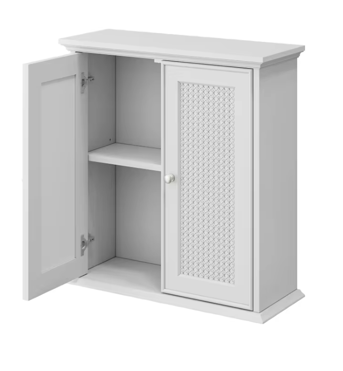 Wandgemonteerde Badkamerkast met Verstelbare Planken en Decoratieve Deur