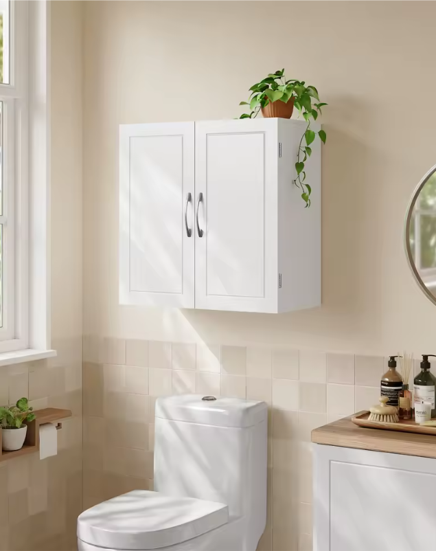 Wandgemonteerde Badkamerkast met Verstelbare Planken – 18×60×60 cm