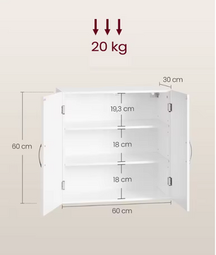 Wandgemonteerde Badkamerkast met Verstelbare Planken – 18×60×60 cm