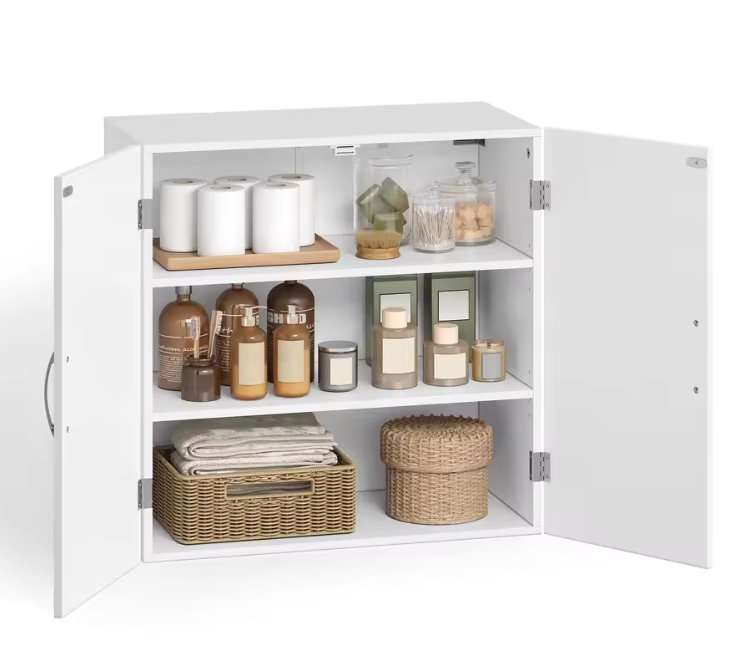 Wandgemonteerde Badkamerkast met Verstelbare Planken – 18×60×60 cm