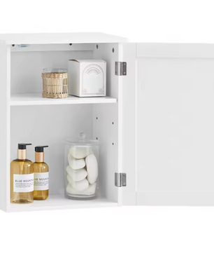 Wandkast met Deur – Hangende Badkamerkast met Verstelbare Plank, Compact en Multifunctioneel