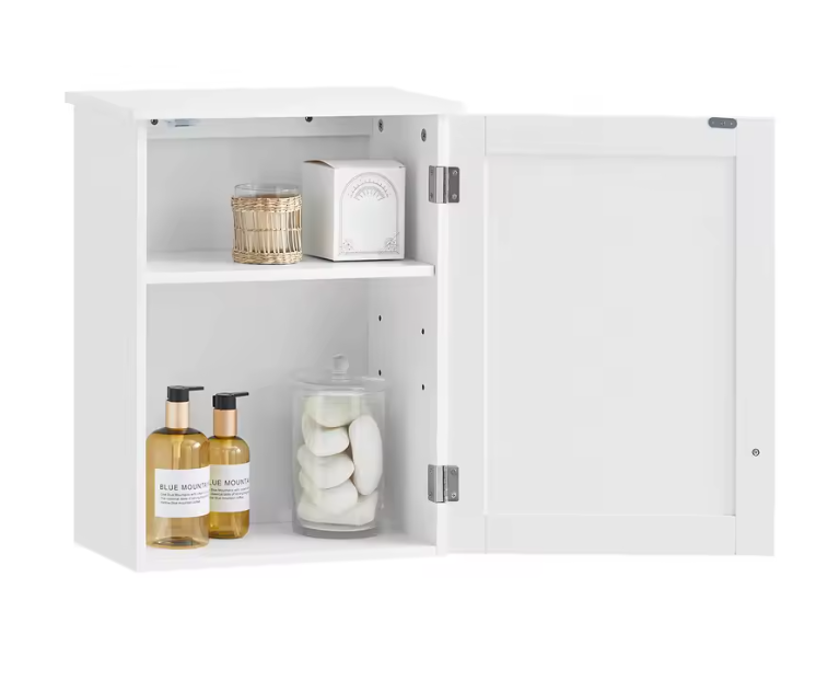 Wandkast met Deur – Hangende Badkamerkast met Verstelbare Plank, Compact en Multifunctioneel