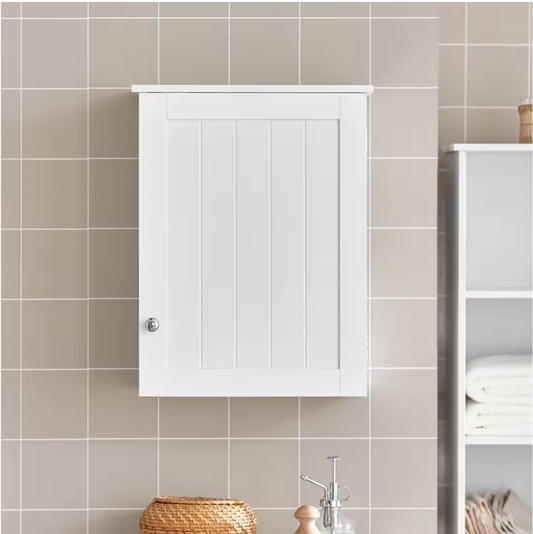 Wandkast met Deur – Hangende Badkamerkast met Verstelbare Plank, Compact en Multifunctioneel