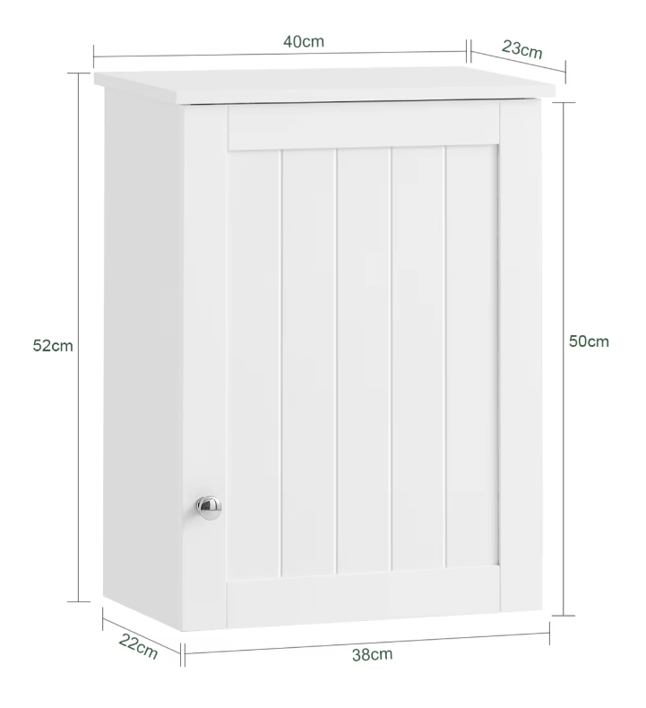 Wandkast met Deur – Hangende Badkamerkast met Verstelbare Plank, Compact en Multifunctioneel