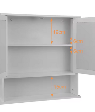 Badkamer Spiegelkast met Open Vak – Wandkast met Spiegel en Verstelbare Legplank