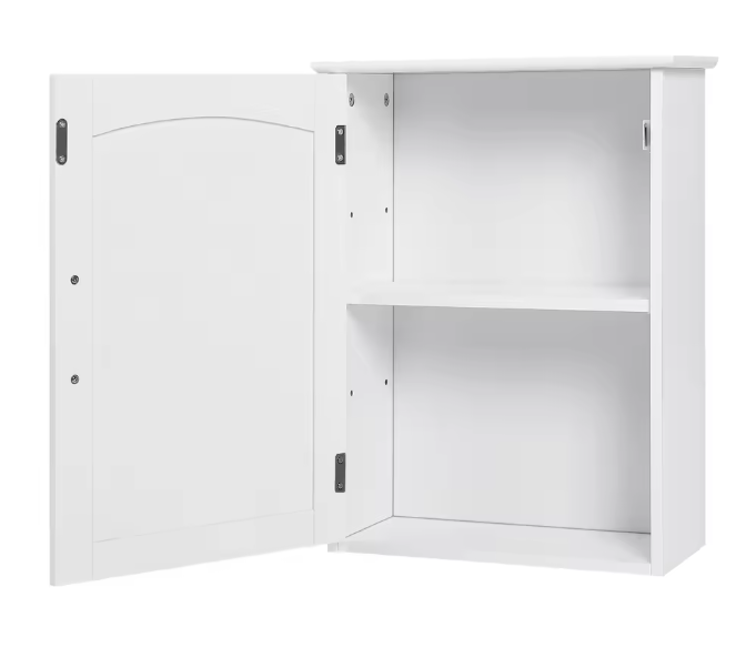 Hangende Badkamerkast met Deur – Wandkast met Verstelbare Legplank, Compact en Praktisch