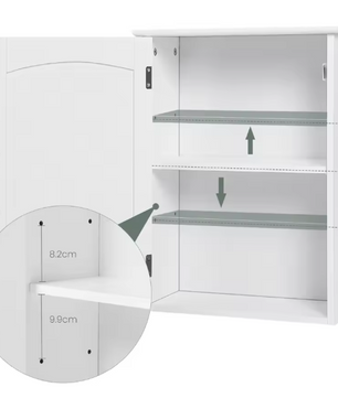 Hangende Badkamerkast met Deur – Wandkast met Verstelbare Legplank, Compact en Praktisch