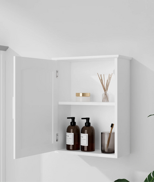 Hangende Badkamerkast met Deur – Wandkast met Verstelbare Legplank, Compact en Praktisch